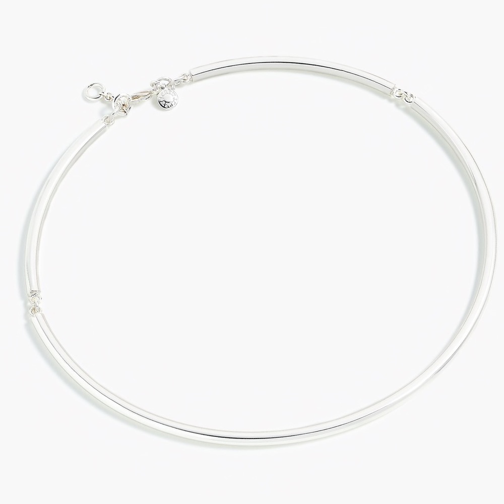 NWT J. CREW Simple Silver Collar Necklace - Picture 2 of 3